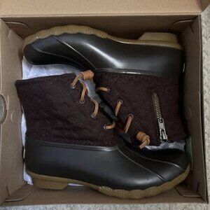 SPERRY SALTWATER DARK BROWN WOOL RAIN BOOT Size 7